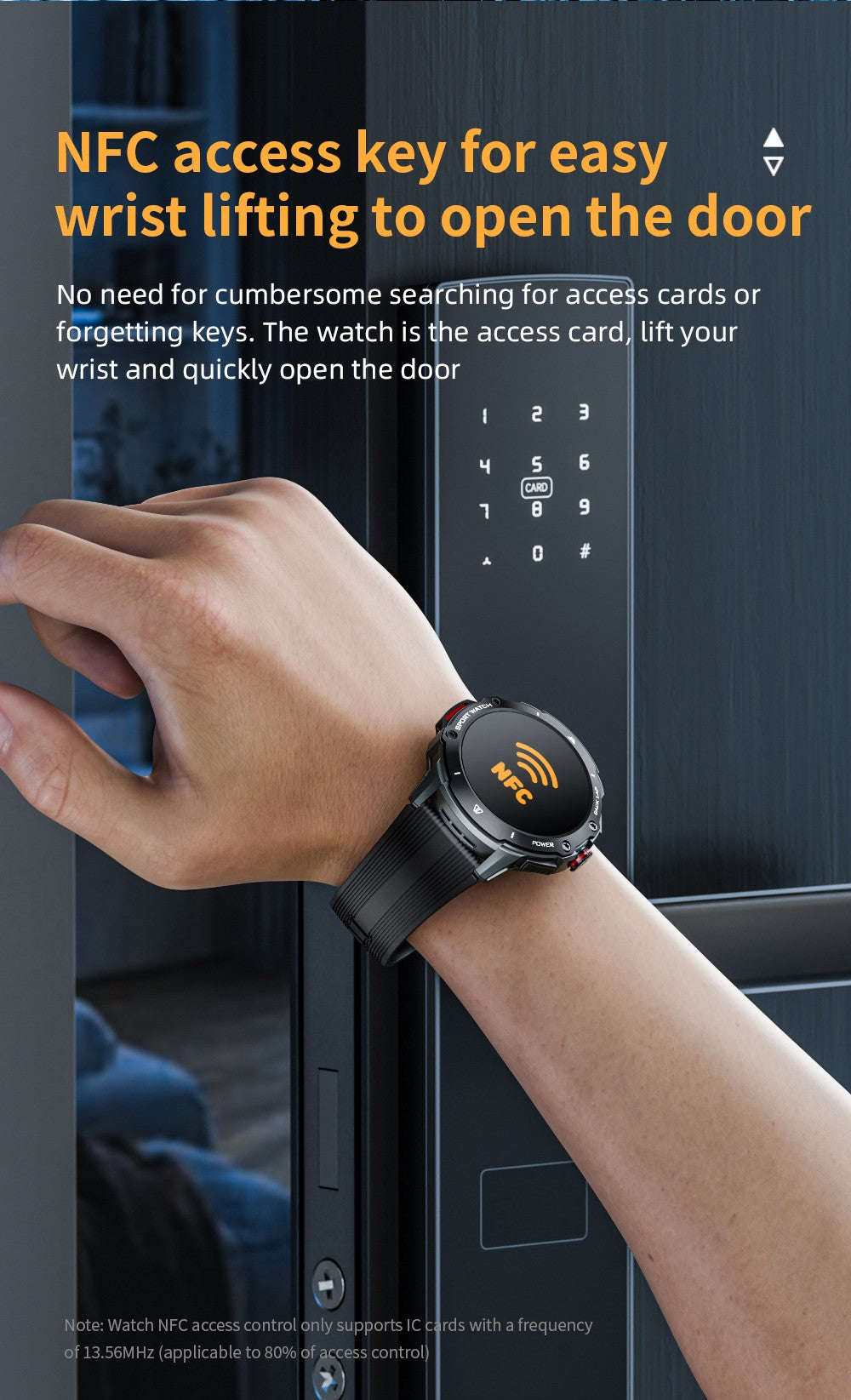 Inteligentné hodinky LOKMAT APPLLP 4G, AMOLED HD displej, NFC čítačka, monitor srdcového tepu, Bluetooth 4.2, viaceré režimy pre rôzne sporty, GPS/Beidou/Granas/AGPS/LBS určovanie polohy