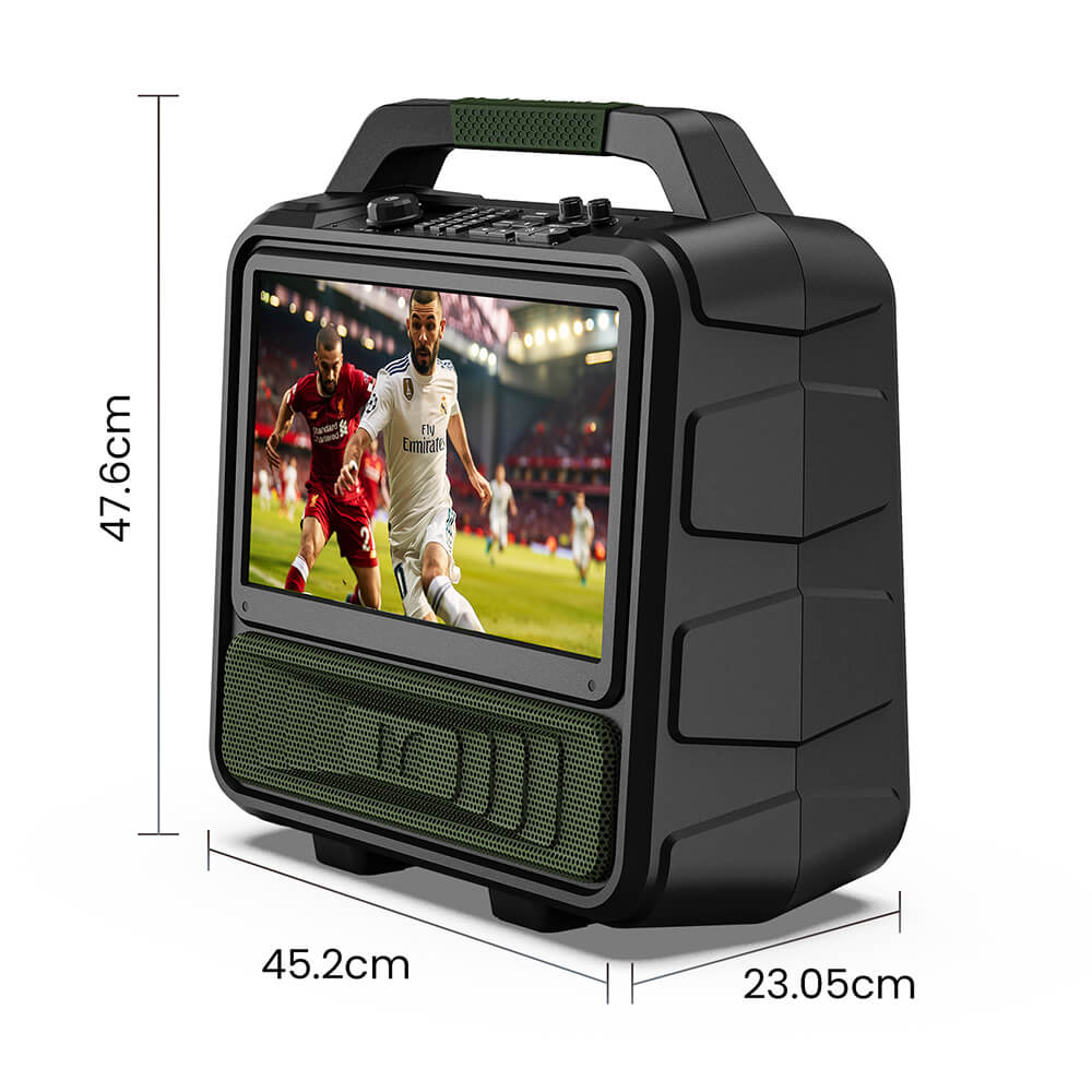 Monster Vmay 1080P Outdoor TV 60W Bluetooth Speaker Combo, DVB-T/DVB-T2 Tuner, FM Radio,15.6” Display, 8 Hours Of Video Playback, 25 Hours of Audio Playback, HDMI/Mic/USB