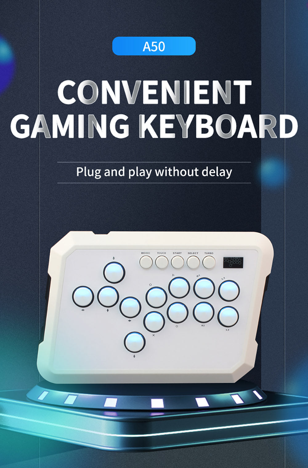 Powkiddy A50 Hitbox Controller – ovladač bez páky, joystick, arkádový ovladač, herná klávesnica kompatibilná s PC, Android, Switch, PS4, PS5, Steam, Arcade