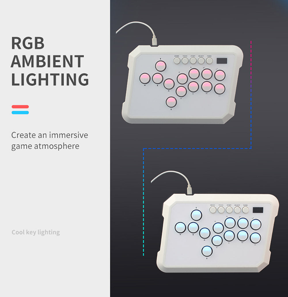 Powkiddy A50 Hitbox Controller – ovladač bez páky, joystick, arkádový ovladač, herná klávesnica kompatibilná s PC, Android, Switch, PS4, PS5, Steam, Arcade