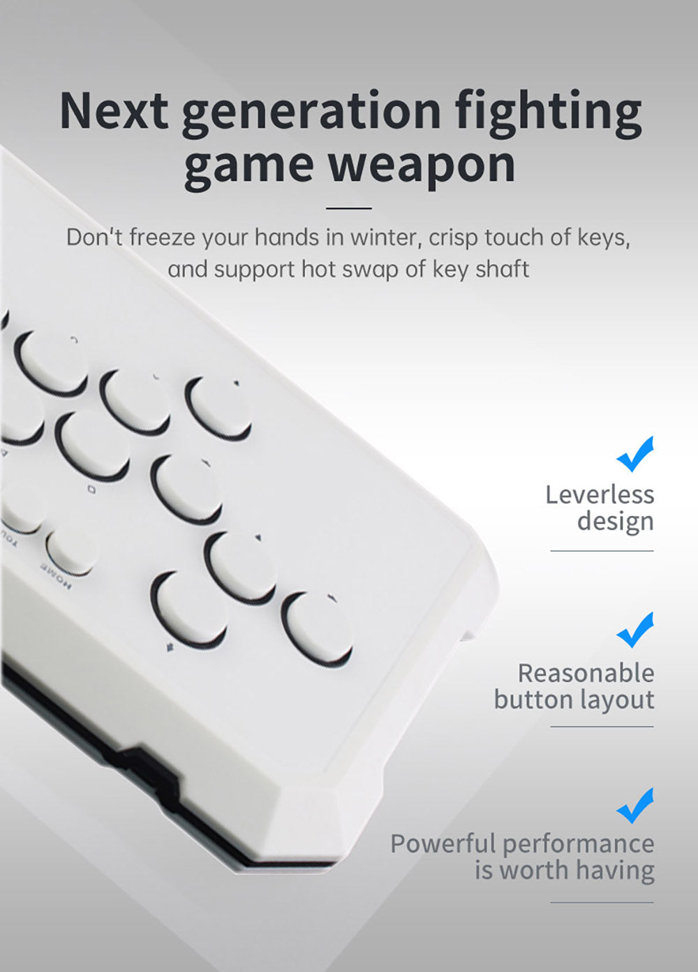 Powkiddy A50 Hitbox Controller – ovladač bez páky, joystick, arkádový ovladač, herná klávesnica kompatibilná s PC, Android, Switch, PS4, PS5, Steam, Arcade