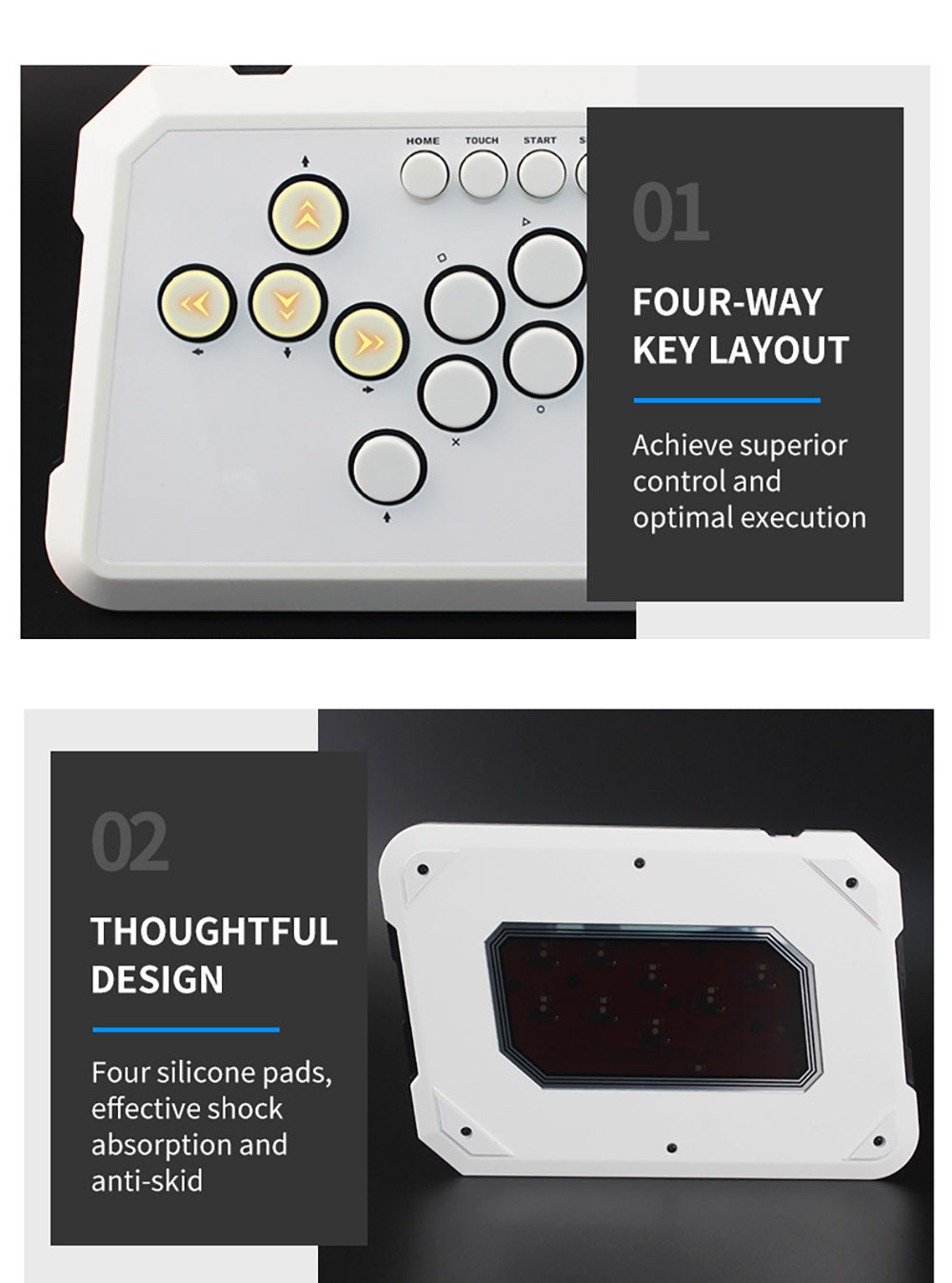 Powkiddy A50 Hitbox Controller – ovladač bez páky, joystick, arkádový ovladač, herná klávesnica kompatibilná s PC, Android, Switch, PS4, PS5, Steam, Arcade