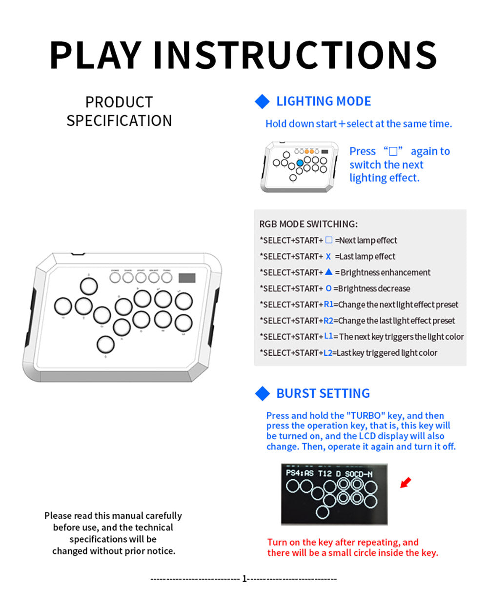 Powkiddy A50 Hitbox Controller – ovladač bez páky, joystick, arkádový ovladač, herná klávesnica kompatibilná s PC, Android, Switch, PS4, PS5, Steam, Arcade