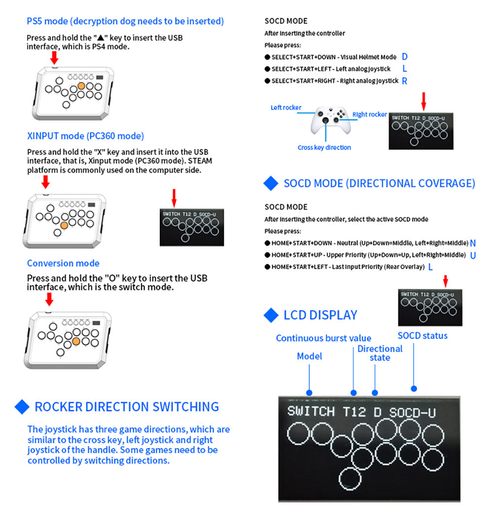 Powkiddy A50 Hitbox Controller – ovladač bez páky, joystick, arkádový ovladač, herná klávesnica kompatibilná s PC, Android, Switch, PS4, PS5, Steam, Arcade