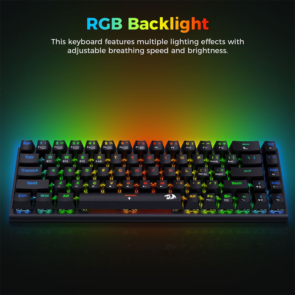Redragon K633RGB-PRO Ryze Pro 68-klávesová mechanická klávesnica s trojstranným režimom (Bluetooth/2,4 GHz/káblová), RGB podsvietenie, červené spínače - čierna