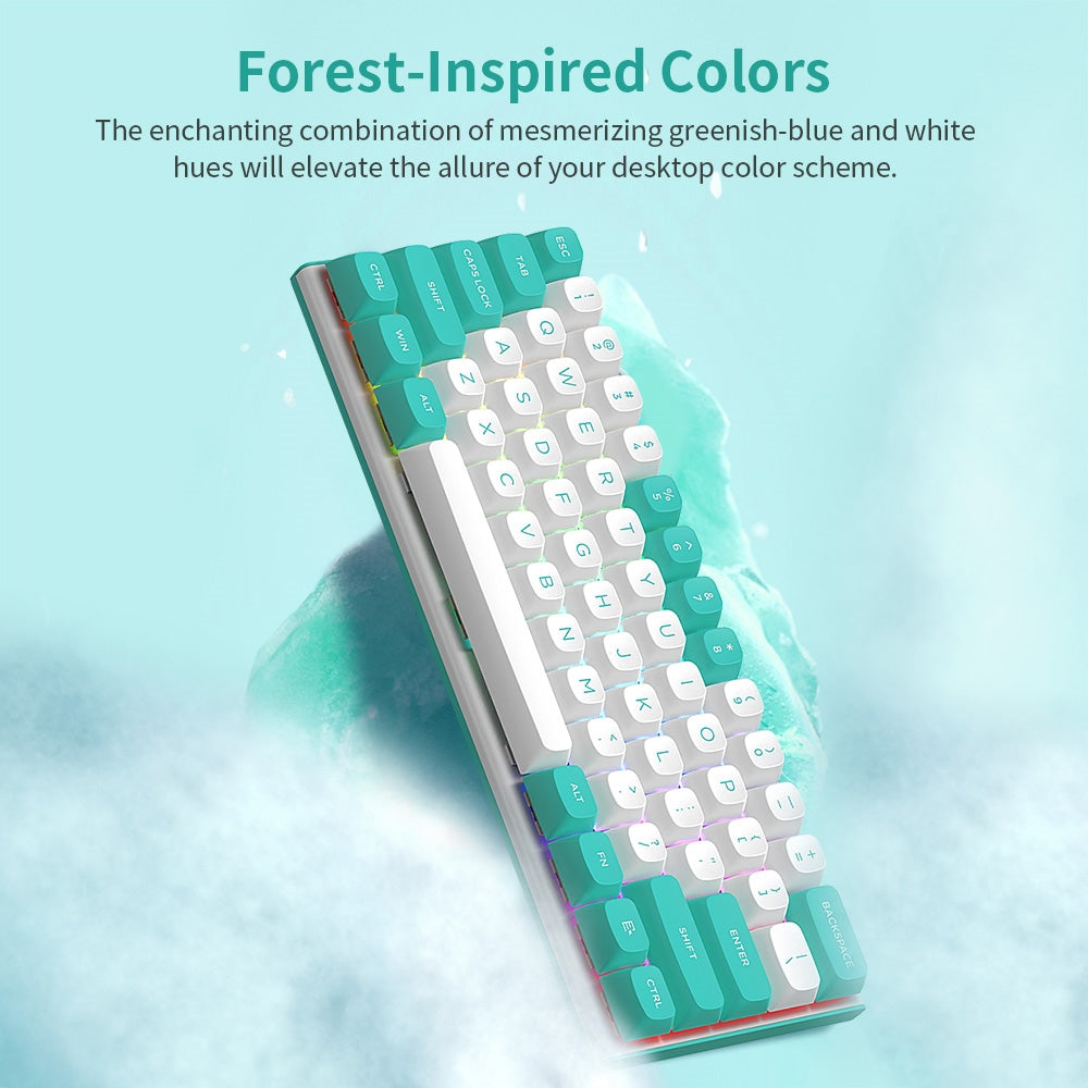 Redragon K683WB-RGB drôtová mechanická klávesnica, 87 kláves, nastavitelné magnetické lineárne spínače, dvojvrstvové PBT klávesy, frekvencia obnovovania 8000 Hz, RGB podsvietenie - biela zelená