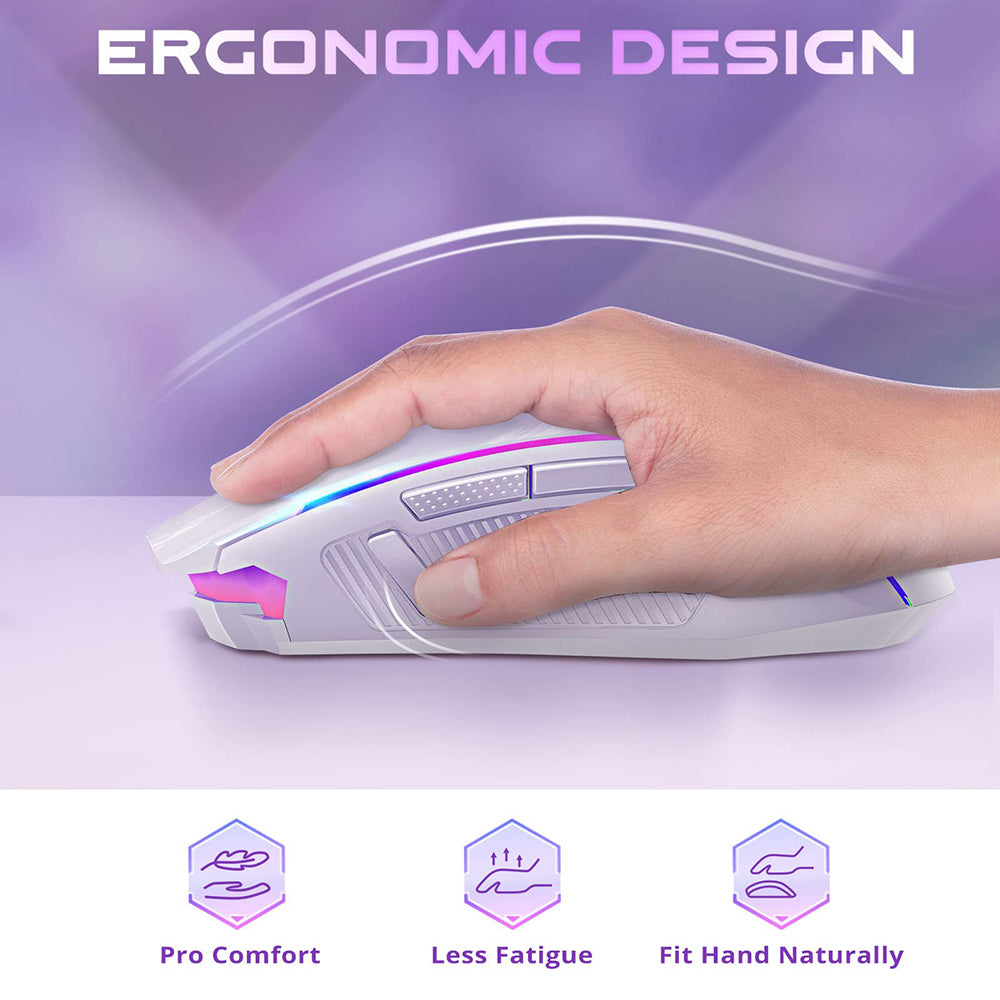 Herná myš Redragon M910-WS RANGER LITE RGB 2.4G bezdrôtová/šňúrová s dvoma režimami, 8000 DPI, s tlačidlami Rapid Fire – biela