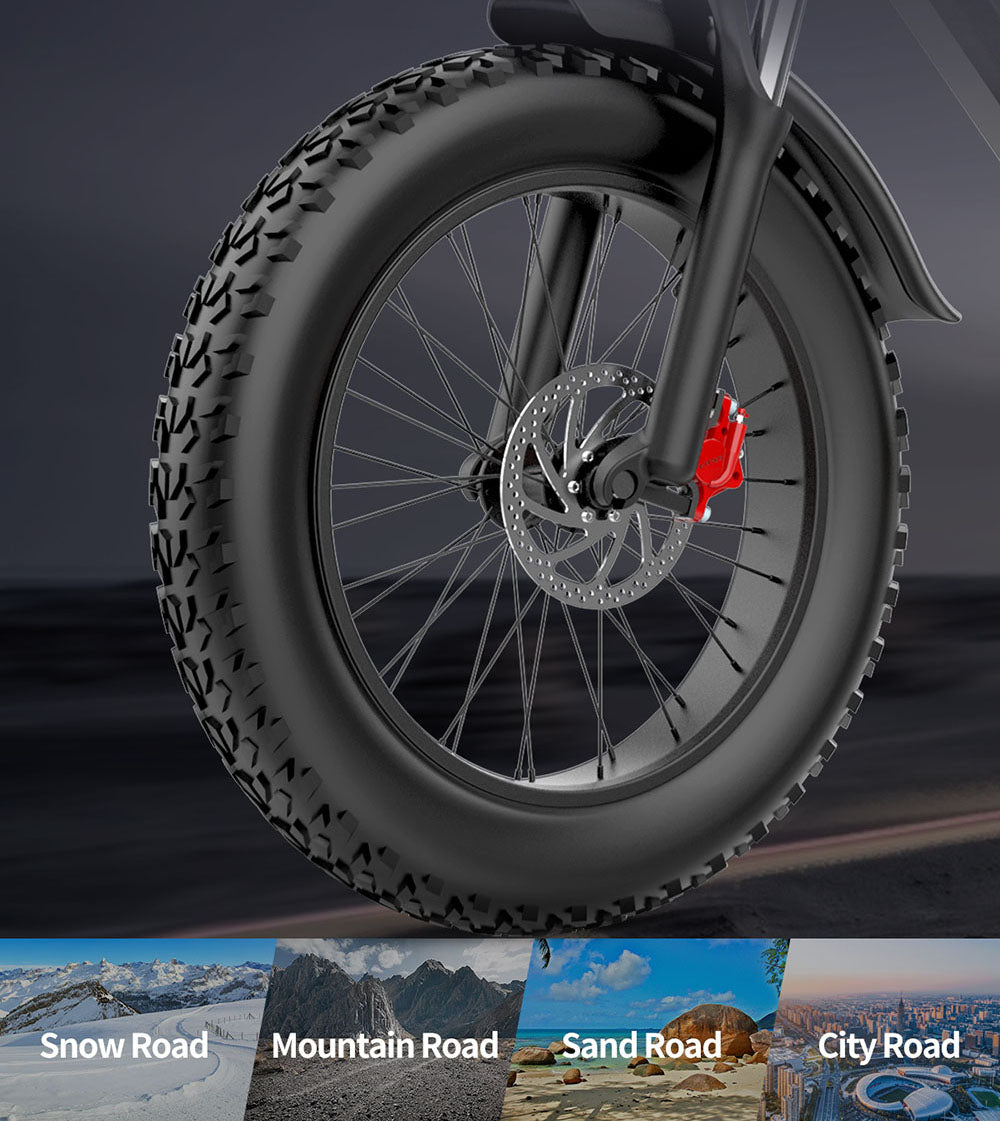 Ridstar Q20 Mini Elektrokolo, 1000W Motor, 48V 15AH Batéria, 20*4.0 palcové široké pneumatiky, 40km/h Maximálna rýchlosť, 80km Dojazd, Predná vidlica s odpružením, Mechanické kotúčové brzdy