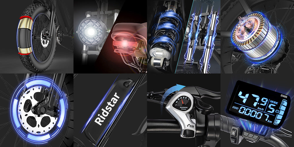 Ridstar Q20 Mini Elektrokolo, 1000W Motor, 48V 15AH Batéria, 20*4.0 palcové široké pneumatiky, 40km/h Maximálna Rýchlosť, 80km Dojazd, Predná Vidlica s Odtlmením, Mechanické Kotúčové Brzdy