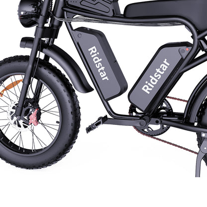 Ridstar Q20 Pro Off-road Electric Bike, 20*4.0 inch Fat Tires 1000W*2 Motor 52V 20AH Dual Battery 55km/h Max Speed 288km Max Range 150kg Max Load IP65 Waterproof Dual Hydraulic Disc Brake
