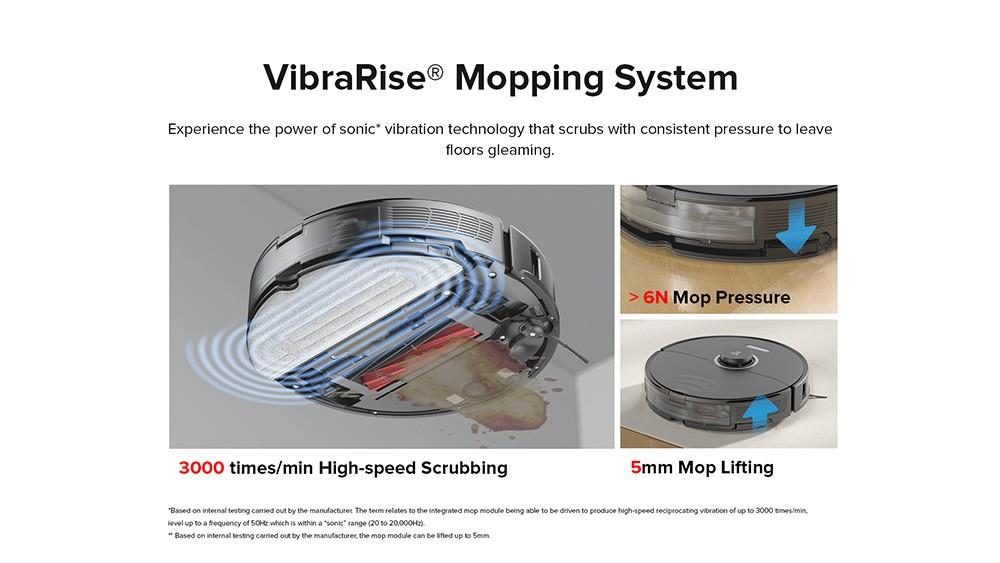 Roborock S8 Robotický vysávač 6000Pa Extrémne sání DuoRoller kartáč 3D strukturované světlo pro vyhýbání se překážkám Sonic vibrační mytí s automatickým zdvihem mopu 5200mAh batérie 180min provozní doba 3D mapa 400ml nádoba na prach ovládání přes aplikaci - Černá (Upgrade z Roborock S7)