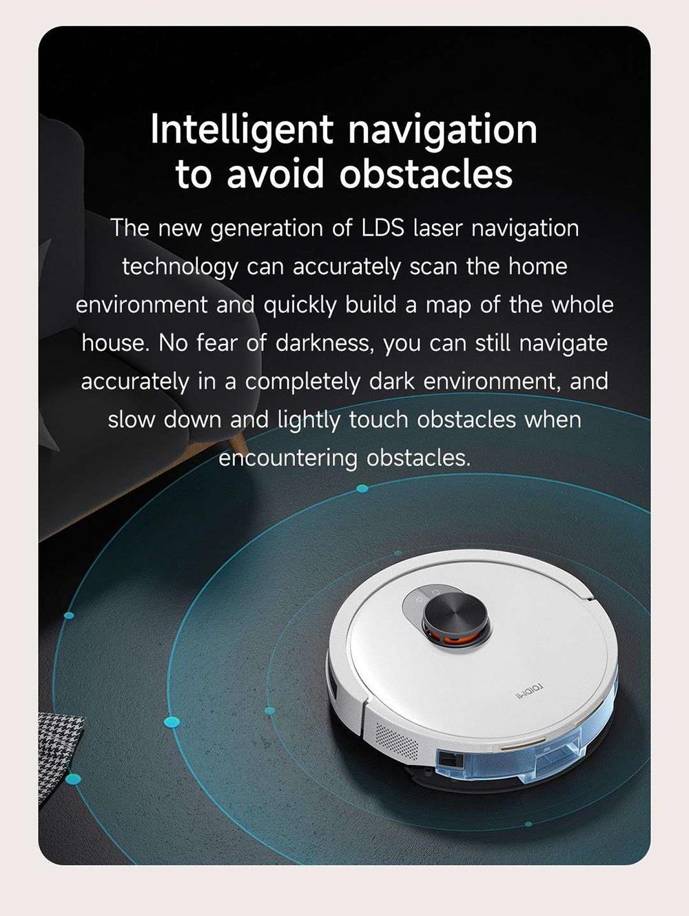 Robotický vysávač Xiaomi ROIDMI EVE CC s automatickým zbieraním prachu, 2v1 vysávanie a utieranie, 4000 Pa sací výkon, LDS laserová navigácia, 3200 mAh batéria, 180 minút prevádzky, 290 ml nádrž na vodu, 260 ml nádoba na prach, ovládanie cez aplikáciu – biela