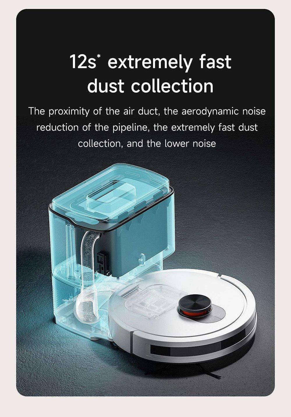 Robotický vysávač Xiaomi ROIDMI EVE CC s automatickým zbieraním prachu, 2v1 vysávanie a utieranie, 4000 Pa sací výkon, LDS laserová navigácia, 3200 mAh batéria, 180 minút prevádzky, 290 ml nádrž na vodu, 260 ml nádoba na prach, ovládanie cez aplikáciu – biela