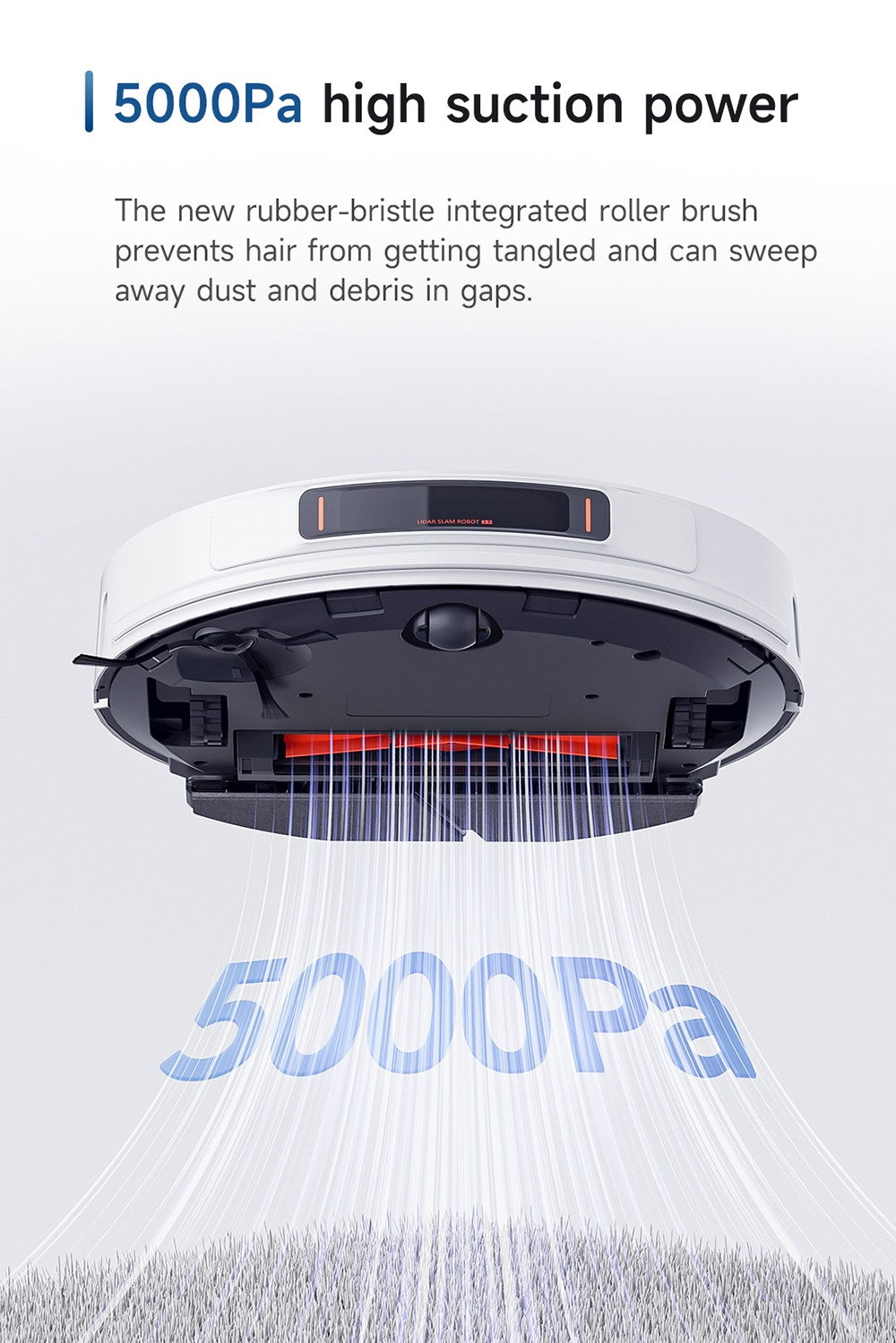 Robotický vysávač ROIDMI EVE MAX s automatickou stanicou na vyprázdňovanie, maximálnym sacím tlakom 5000 Pa, funkciou utierania, 3L vreckom na prach, maximálnou dobou prevádzky 250 minút, LiDAR navigáciou, mapovaním viacerých podlaží, ovládanie cez aplikáciu a hlasové ovládanie.