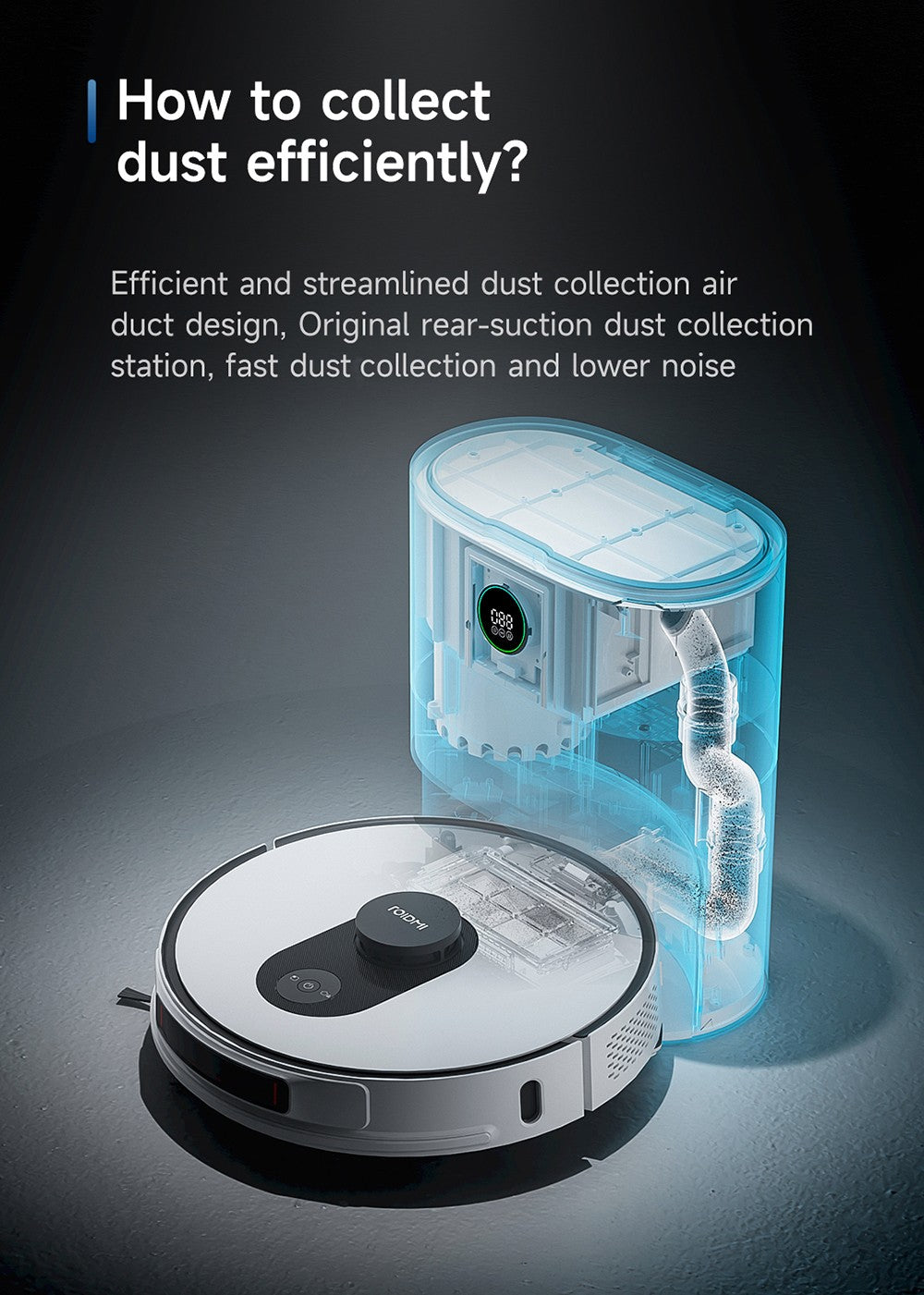 Robotický vysávač a mop Xiaomi ROIDMI EVE Max s inteligentným systémom zbierania prachu, vysokým sacím tlakom 5000 Pa, podporou Google Assistant, Alexy a ovládania cez aplikáciu Mi Home.