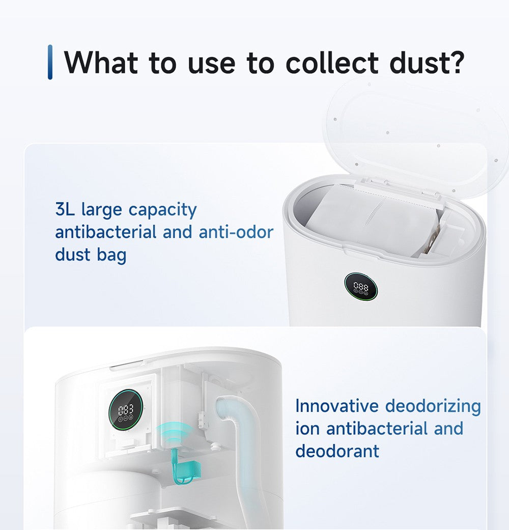 Robotický vysávač ROIDMI EVE MAX s automatickou stanicou na vyprázdnenie, maximálnym sacím tlakom 5000 Pa, funkciou utierania, 3L vreckom na prach, maximálnou dobou prevádzky 250 minút, LiDAR navigáciou, mapovaním viacerých podlaží, ovládanie cez aplikáciu a hlasové ovládanie.