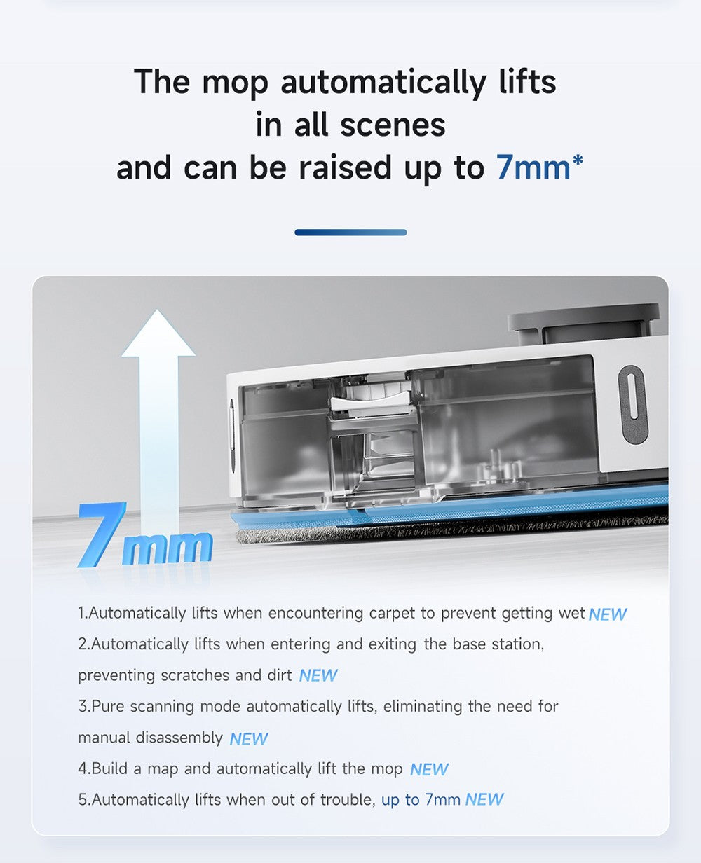 Robotický vysávač ROIDMI EVE MAX s automatickou stanicou na vyprázdňovanie, maximálnym sacím tlakom 5000 Pa, funkciou utierania, 3L vreckom na prach, maximálnou dobou prevádzky 250 minút, LiDAR navigáciou, mapovaním viacerých podlaží, ovládanie cez aplikáciu a hlasové ovládanie.