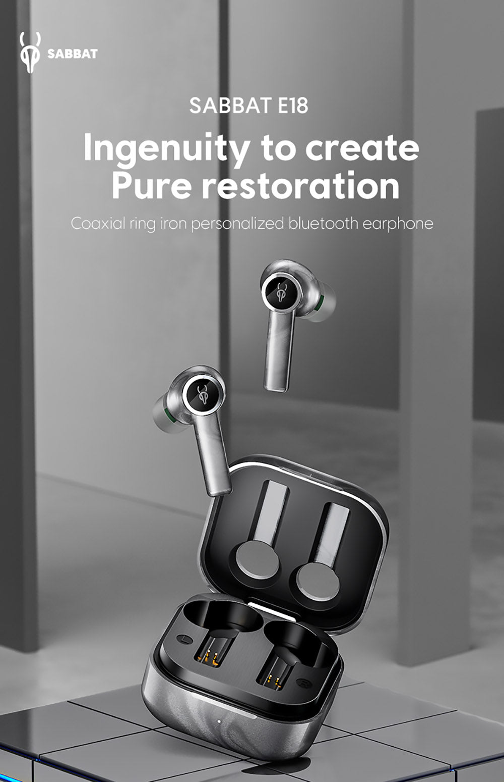 Sabbat E18 TWS slúchadlá do uší, bezdrátové, Bluetooth 5.2, na hudbu a hry - zelená aurora