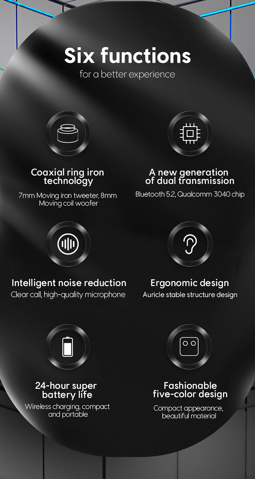 Sabbat E18 TWS slúchadlá do uší, bezdrátové, Bluetooth 5.2, na hudbu a hry - zelená aurora