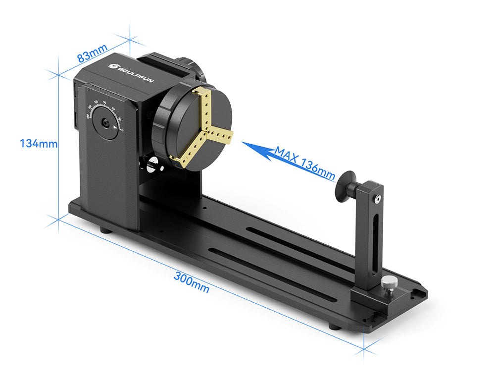 SCULPFUN RA Pro rotačný modul pre laserové gravírovanie, pre gravírovanie valcových/nepravidelne okrúhlych objektov, bez valčeka