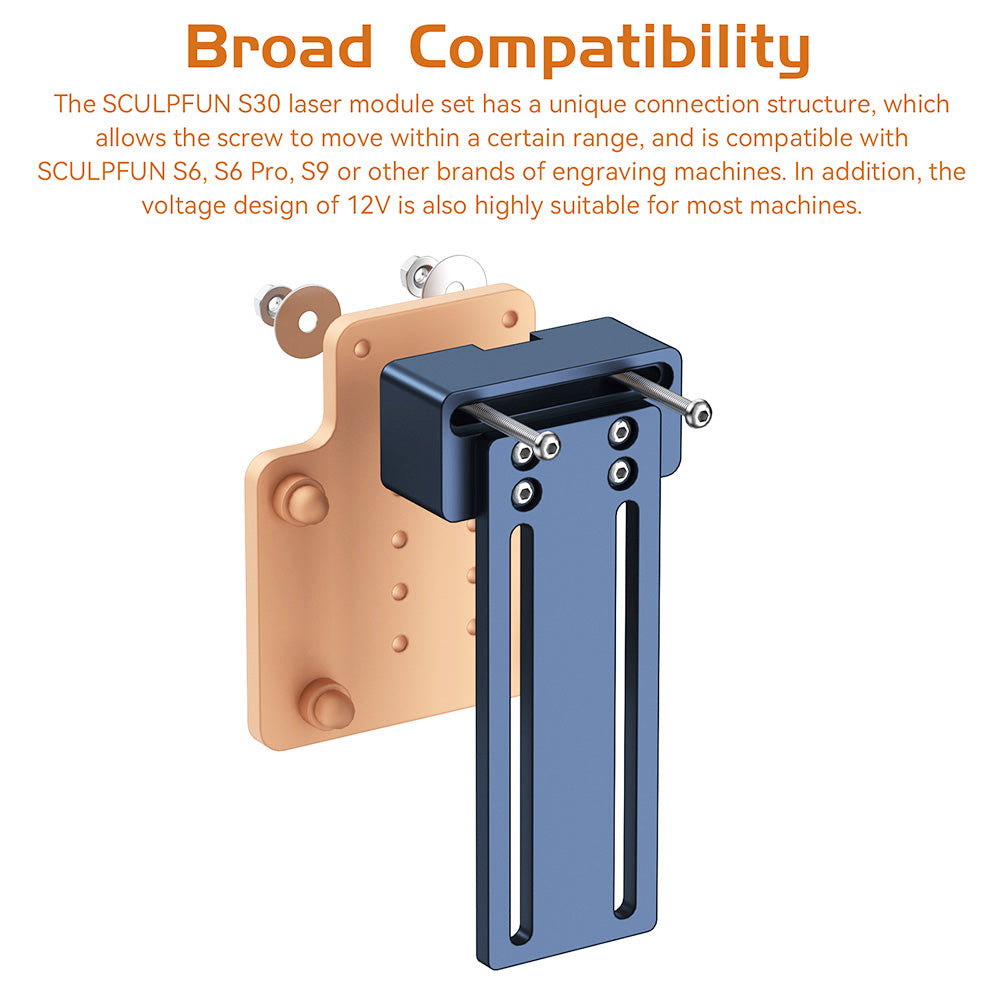 SCULPFUN S30 Pro 10W Laserový modul, pevné zaostrenie, integrovaný prívod vzduchu, vymeníteľná šošovka, čistý rez