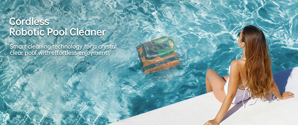 Bezdrátový robotický čistič bazénu Seauto Crab, doba prevádzky až 2,5 hodiny, 3,5l filter, lezenie po stenách, čistenie vodnej čiary, rýchle nabíjanie 2,5 hodiny, vhodné pre plochu 2000 štvorcových stôp - oranžová