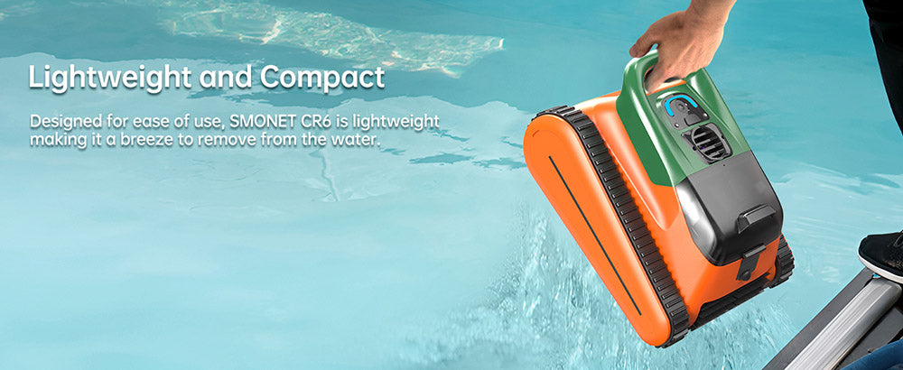 Bezdrátový robotický čistič bazénu Seauto Crab, doba prevádzky až 2,5 hodiny, 3,5l filter, lezenie po stenách, čistenie vodnej čiary, rýchle nabíjanie 2,5 hodiny, vhodné pre plochu 2000 štvorcových stôp - oranžová