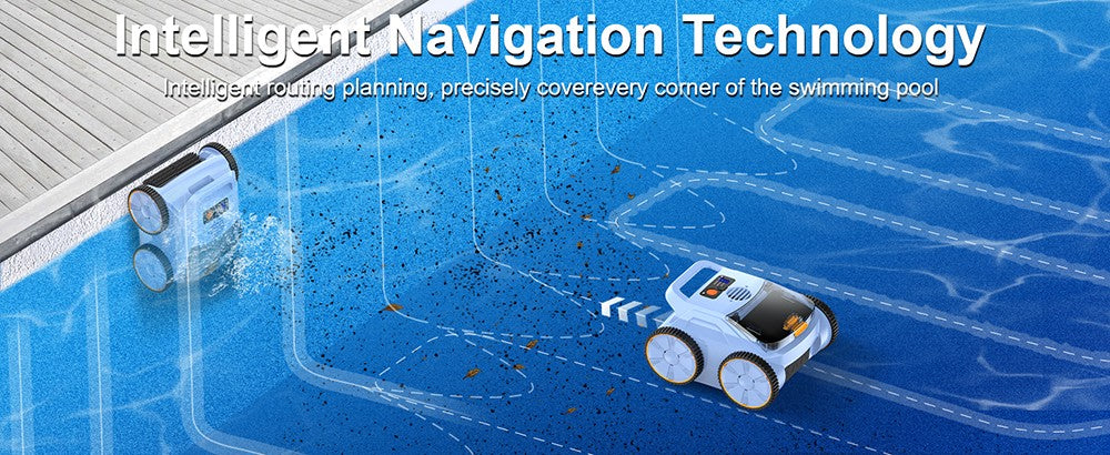 Bezdrôtový robotický vysávač bazénu SEAUTO SAT 20, čistenie celého povrchu, 18 000 silný sací výkon, prietok vody 4800 GPH, 3 režimy čistenia, automatické parkovanie, inteligentná navigácia pre bazény v zemi, modrá