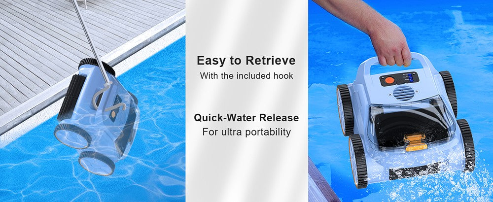 Bezdrôtový robotický vysávač bazénu SEAUTO SAT 20, čistenie celého povrchu, 18 000 silný sací výkon, prietok vody 4800 GPH, 3 režimy čistenia, automatické parkovanie, inteligentná navigácia pre bazény v zemi, modrá