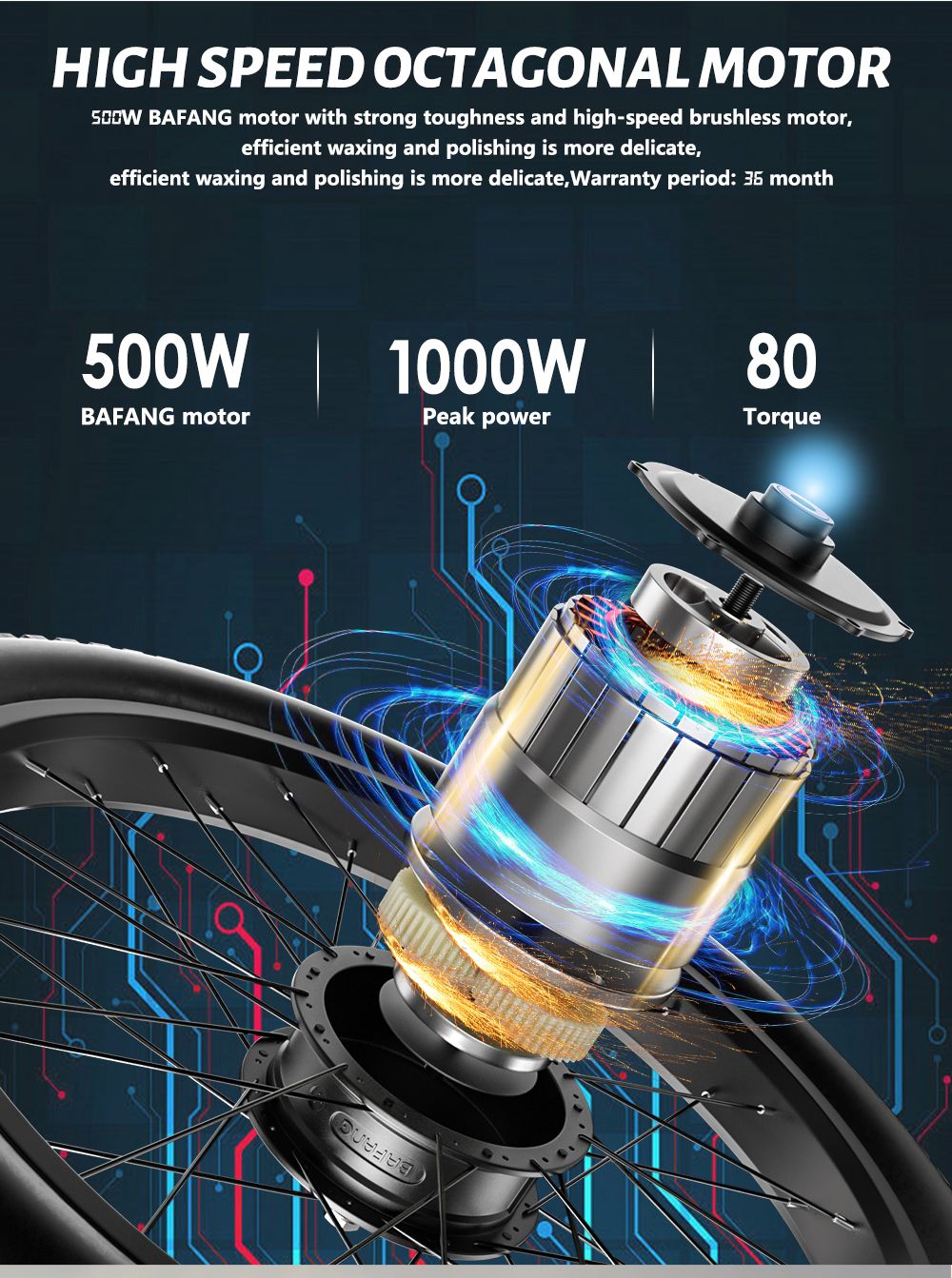 Shengmilo MX05 26 palcový horský elektrokolo s hrubými pneumatikami, 500W motor Bafang, maximálna rýchlosť 42 km/h, 48V 15Ah batéria LG, dojazd 60 km, dvojité hydraulické kotúčové brzdy.