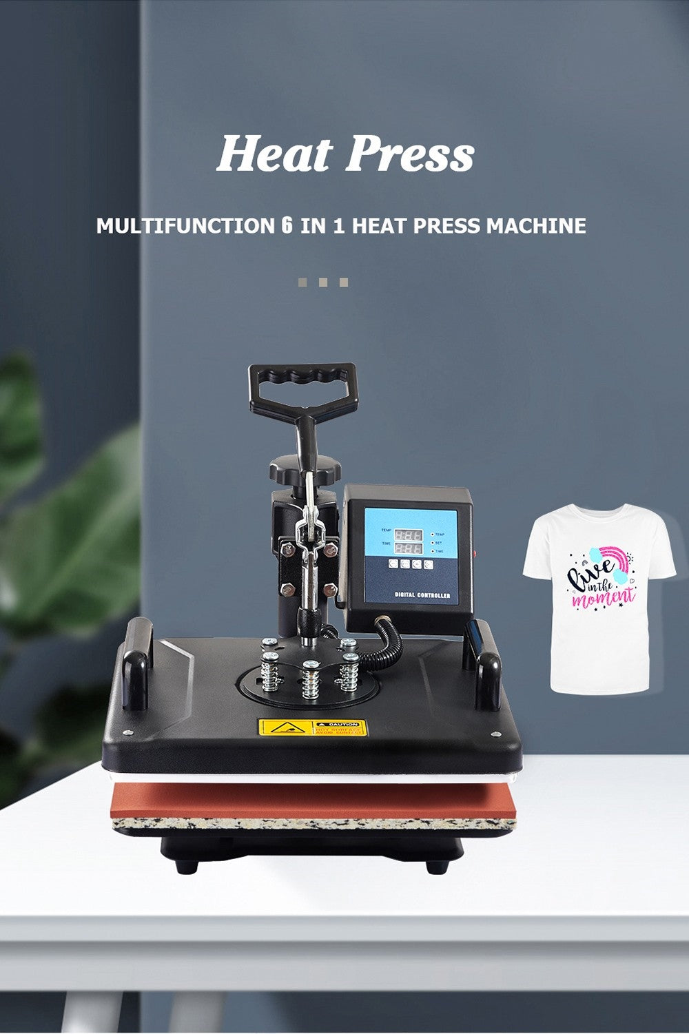 Teplovzdušný lis SHUOHAO SH06 6 v 1, 11,4*15 palcov, na čiapky/tašky/podložky pod myš/obaly na telefóny/vankúše/hrnčeky/talíře/podložky pod poháre/tričká