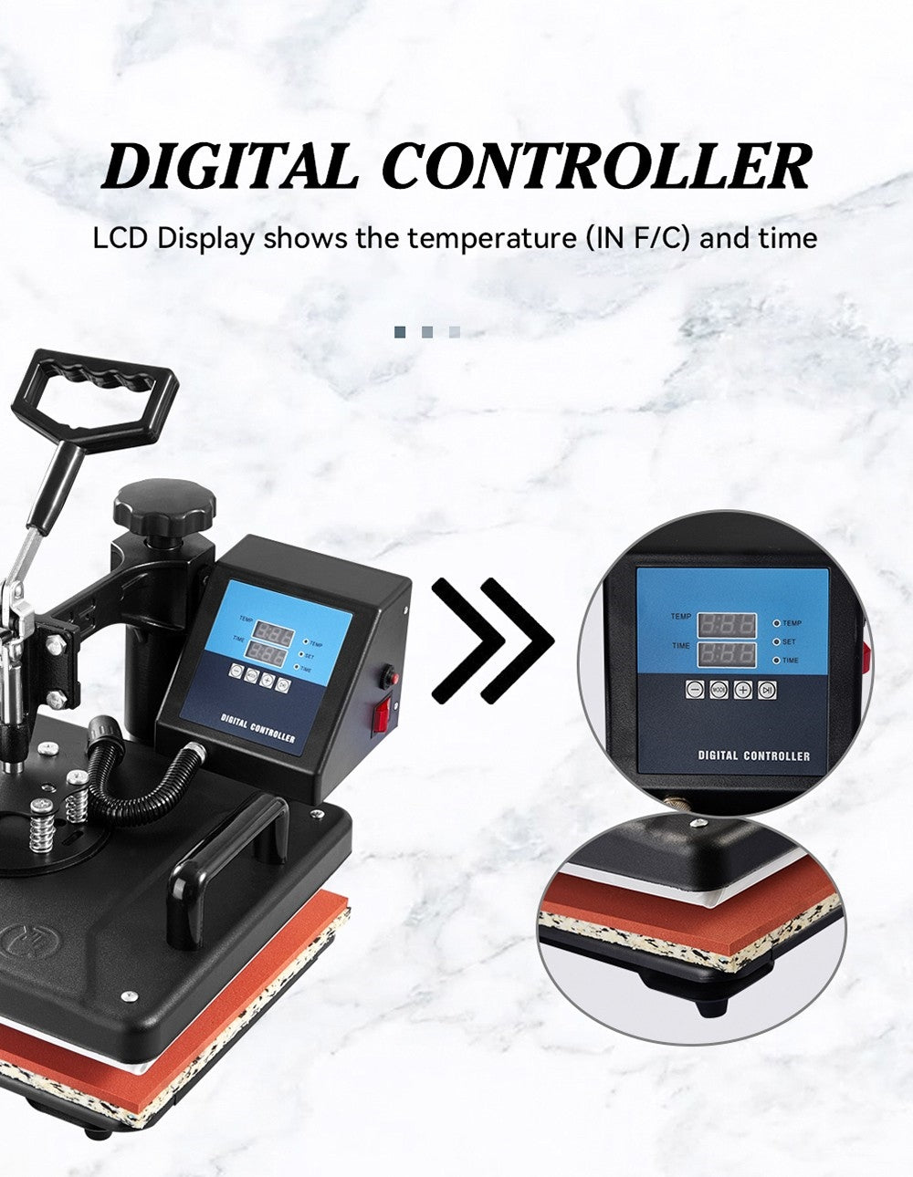 Teplovzdušný lis SHUOHAO SH06 6 v 1, 11,4*15 palcov, na čiapky/tašky/podložky pod myš/obaly na telefóny/vankúše/hrnčeky/talíře/podložky pod poháre/tričká