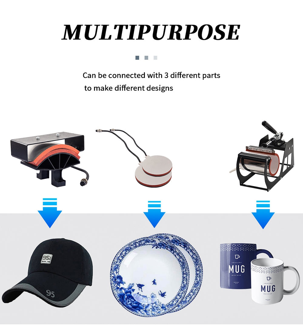 Teplovzdušný lis SHUOHAO SH06 6 v 1, 11,4*15 palcov, na čiapky/tašky/podložky pod myš/obaly na telefóny/vankúše/hrnčeky/talíře/podložky pod poháre/tričká