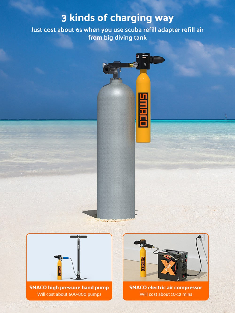 Mini potápačská nádrž SMACO S300 Plus 0,5L - čierna