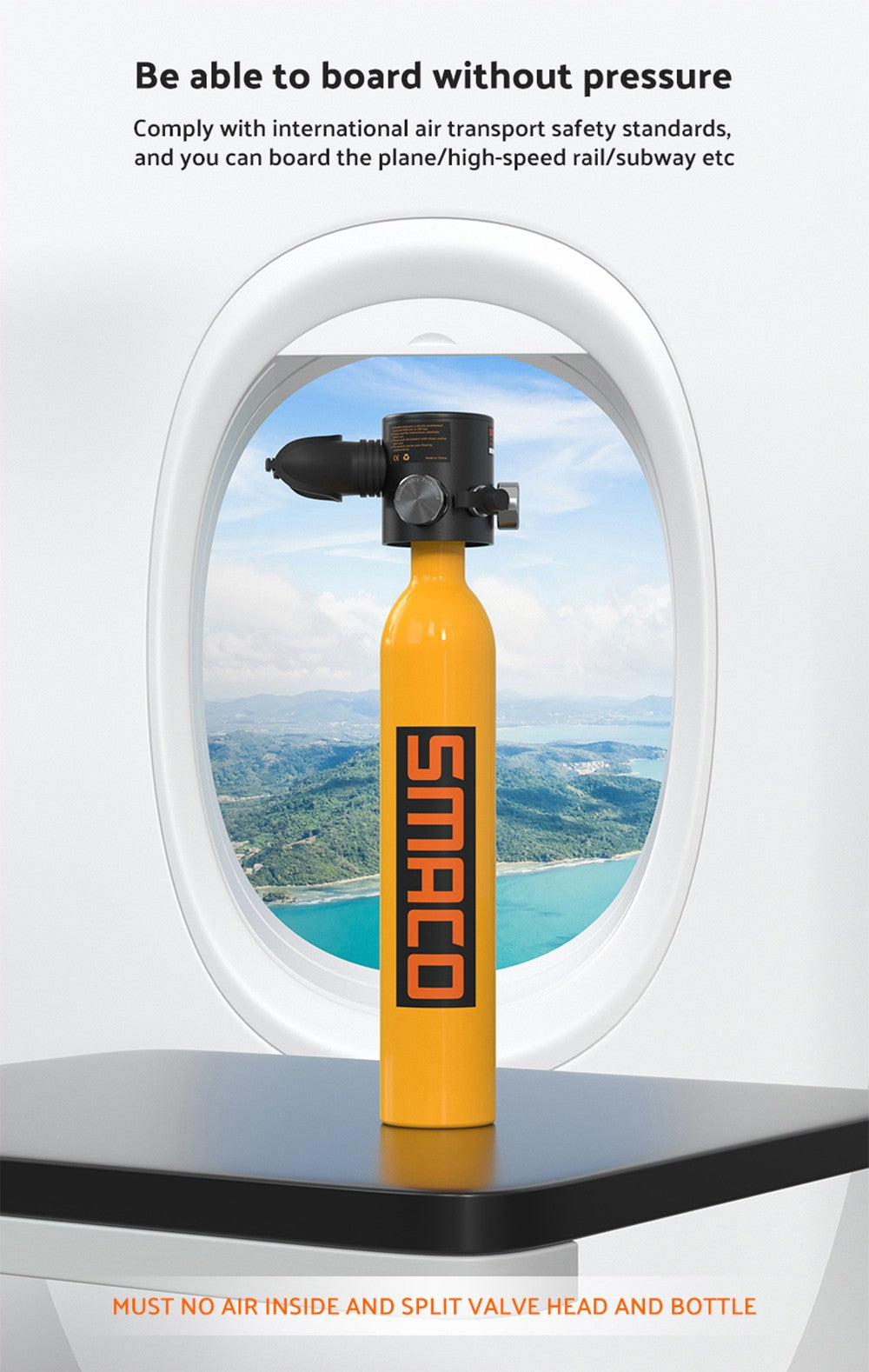 Mini potápačská nádrž SMACO S300 Plus 0,5L - čierna