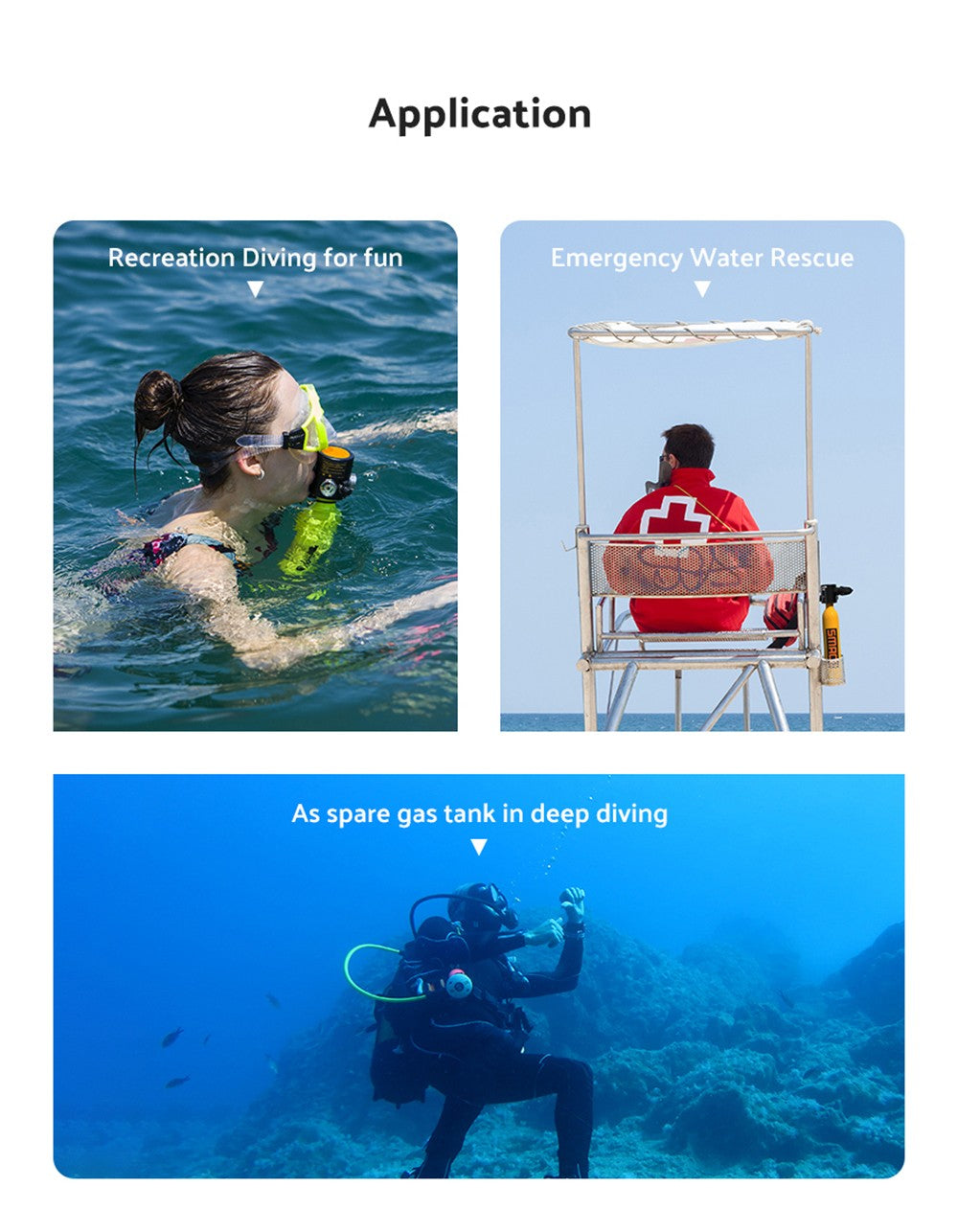 Mini potápačská nádrž SMACO S300 Plus 0,5L - čierna