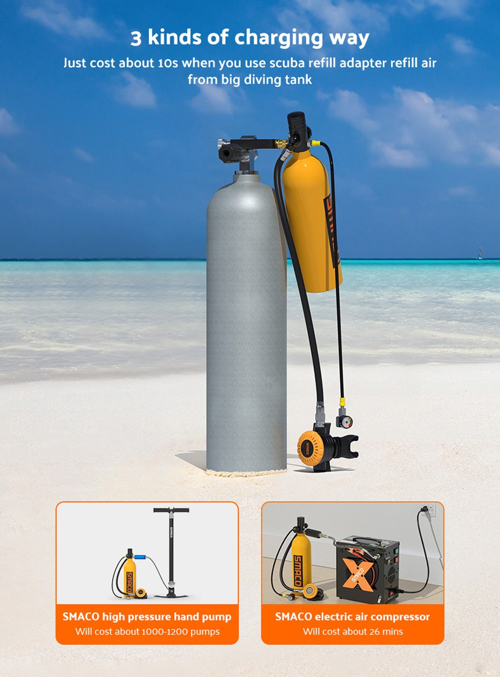 Potápěčská láhev SMACO S400 Pro 1L - černá