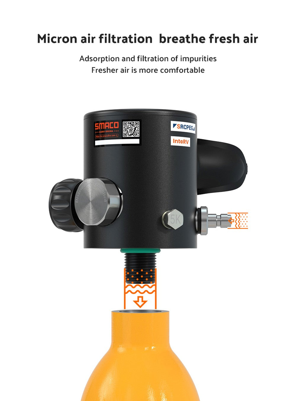 SMACO S500 0.7L Mini potápačská nádrž - čierna