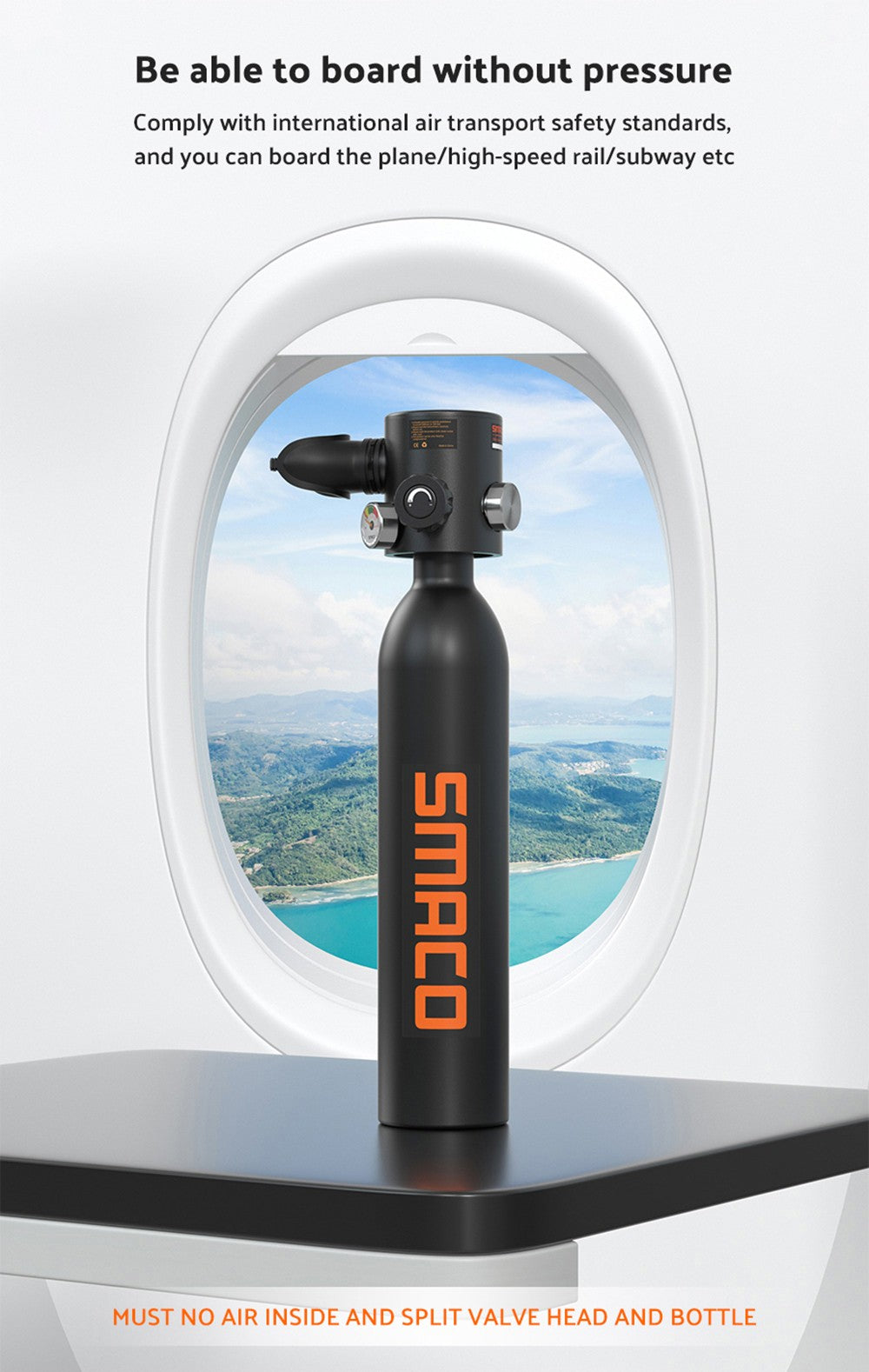 SMACO S500 0.7L Mini potápačská nádrž - čierna