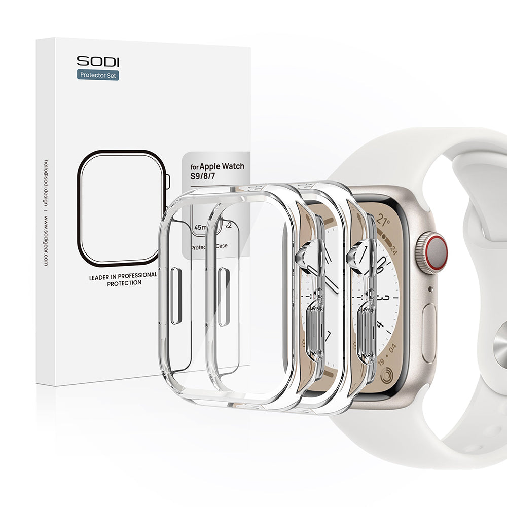 SODI CS04 2-balení ultra tenkého ochranného krytu proti poškriabaniu pre Apple Watch S9/S8/S7 (45 mm)