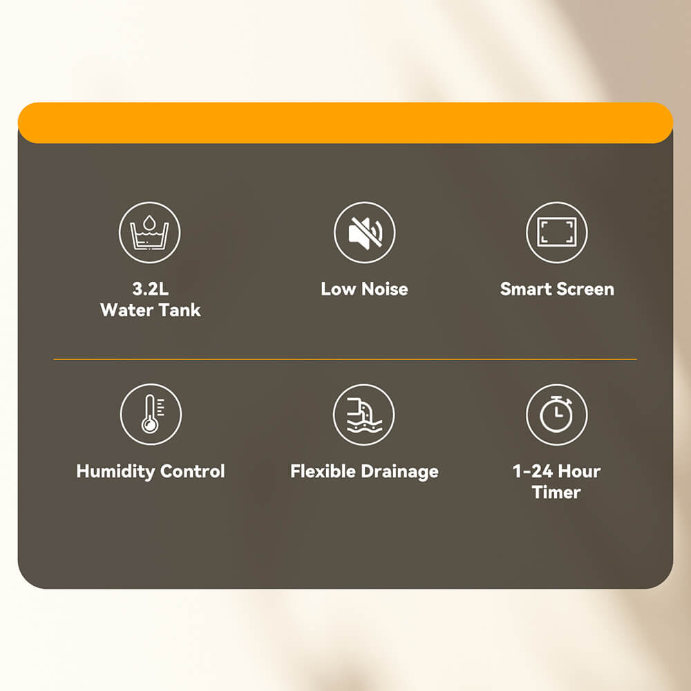 Odvlhčovač Solayce PD16R-02EE s 3,2l nádržkou na vodu, tichým chodom 35 dB a inteligentným dotykovým panelom