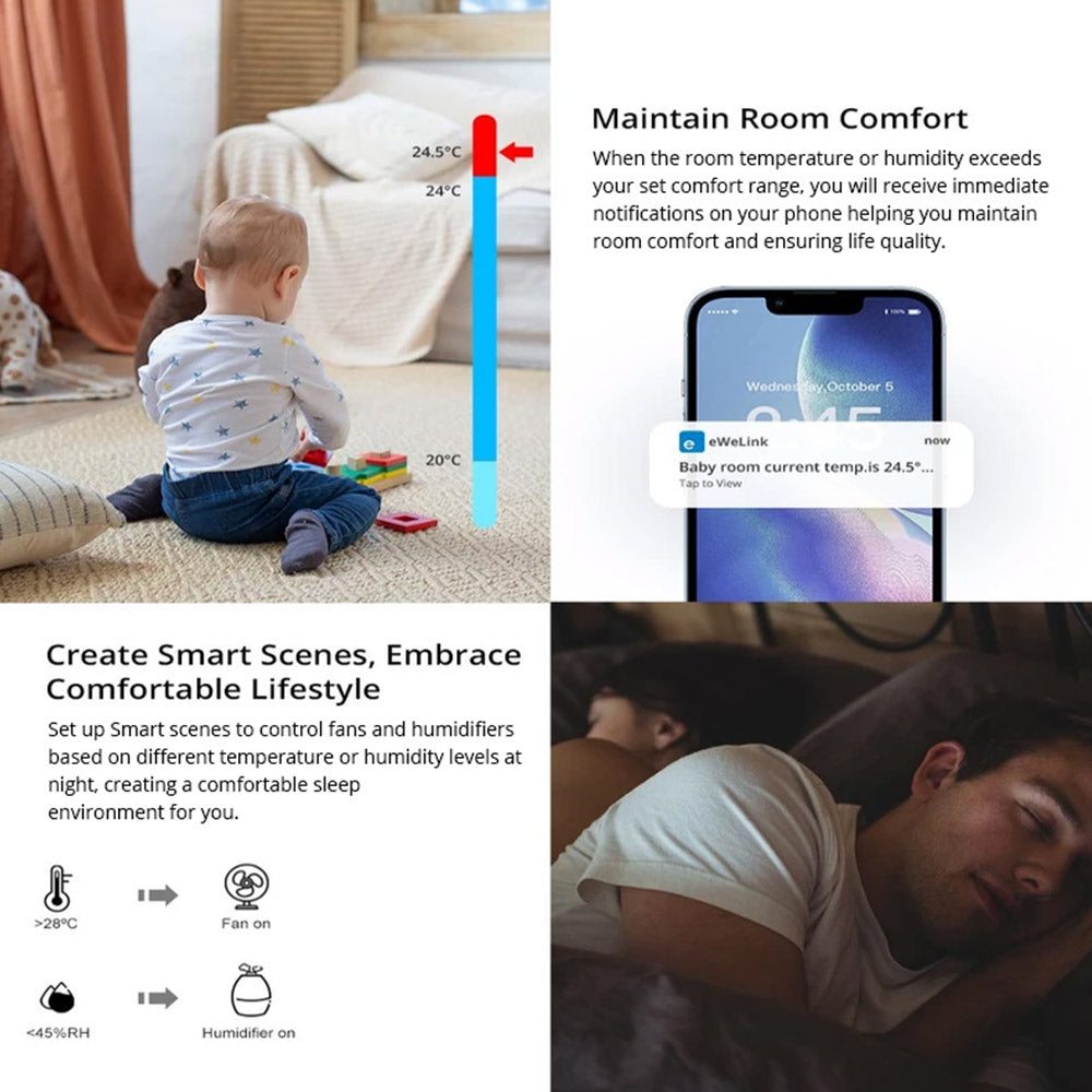 Snímač teploty a vlhkosti SONOFF SNZB-02P Zigbee je kompatibilný s Alexou a Google Home.