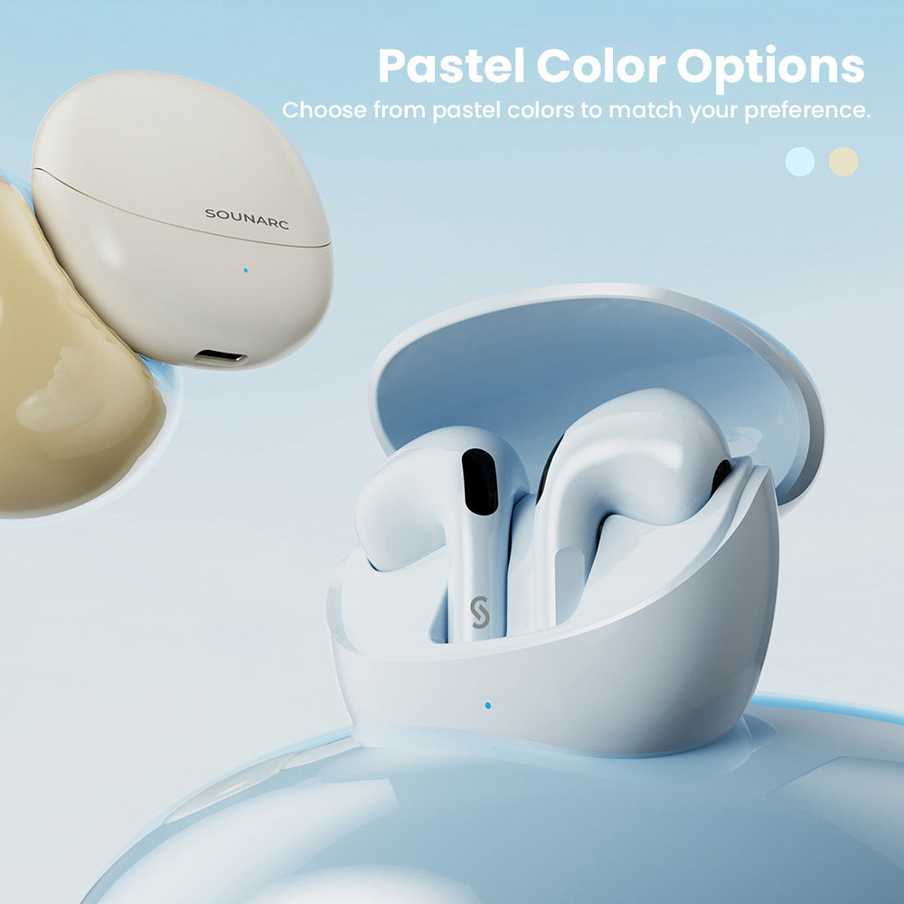 Slúchadlá SOUNARC Q3, Bluetooth 5.3, vodotesné IPX5, až 20 hodín prehrávania - béžová