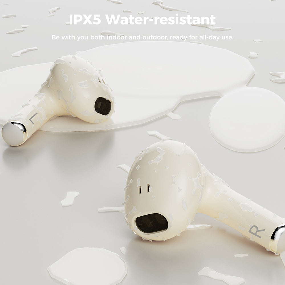 Slúchadlá SOUNARC Q3, Bluetooth 5.3, vodotesné IPX5, až 20 hodín prehrávania - béžová