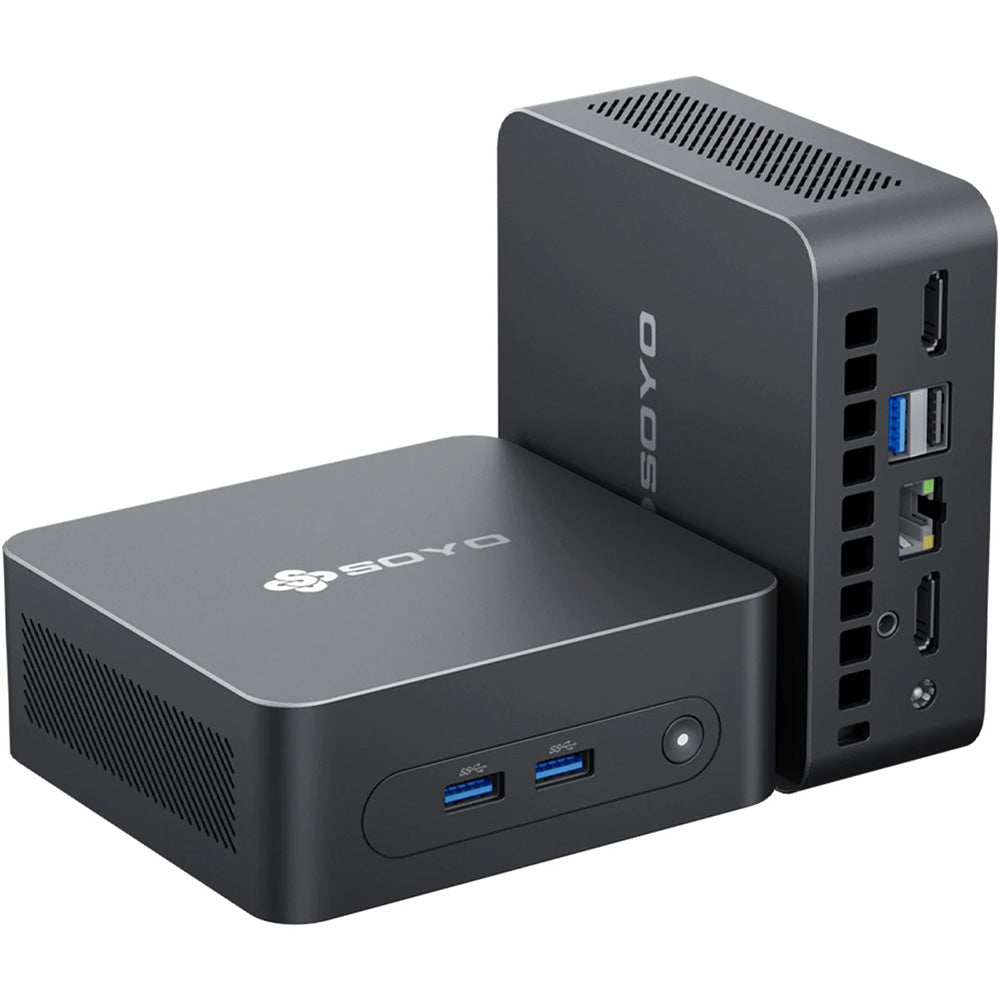 SOYO M2 Plus2 Mini PC, Intel 12. generácie Alder Lake N100 CPU až 3,4 GHz, 16 GB DDR4, 512 GB SATA M.2 2280 SSD, 4K@60Hz Dual Displays, HDMI, WiFi 5 & Bluetooth 5.0 Mini počítač pre firmy, školstvo a kancelárie.