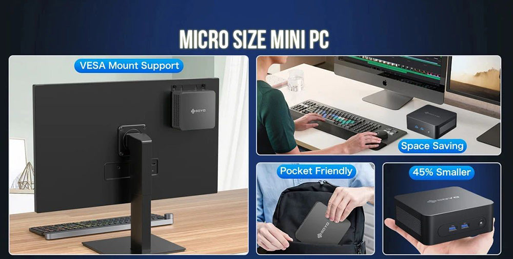 SOYO M2 Plus2 Mini PC, Intel 12. generácie Alder Lake N100 CPU až 3,4 GHz, 16 GB DDR4, 512 GB SATA M.2 2280 SSD, 4K@60Hz Dual Displays, HDMI, WiFi 5 & Bluetooth 5.0 Mini počítač pre firmy, školstvo a kancelárie