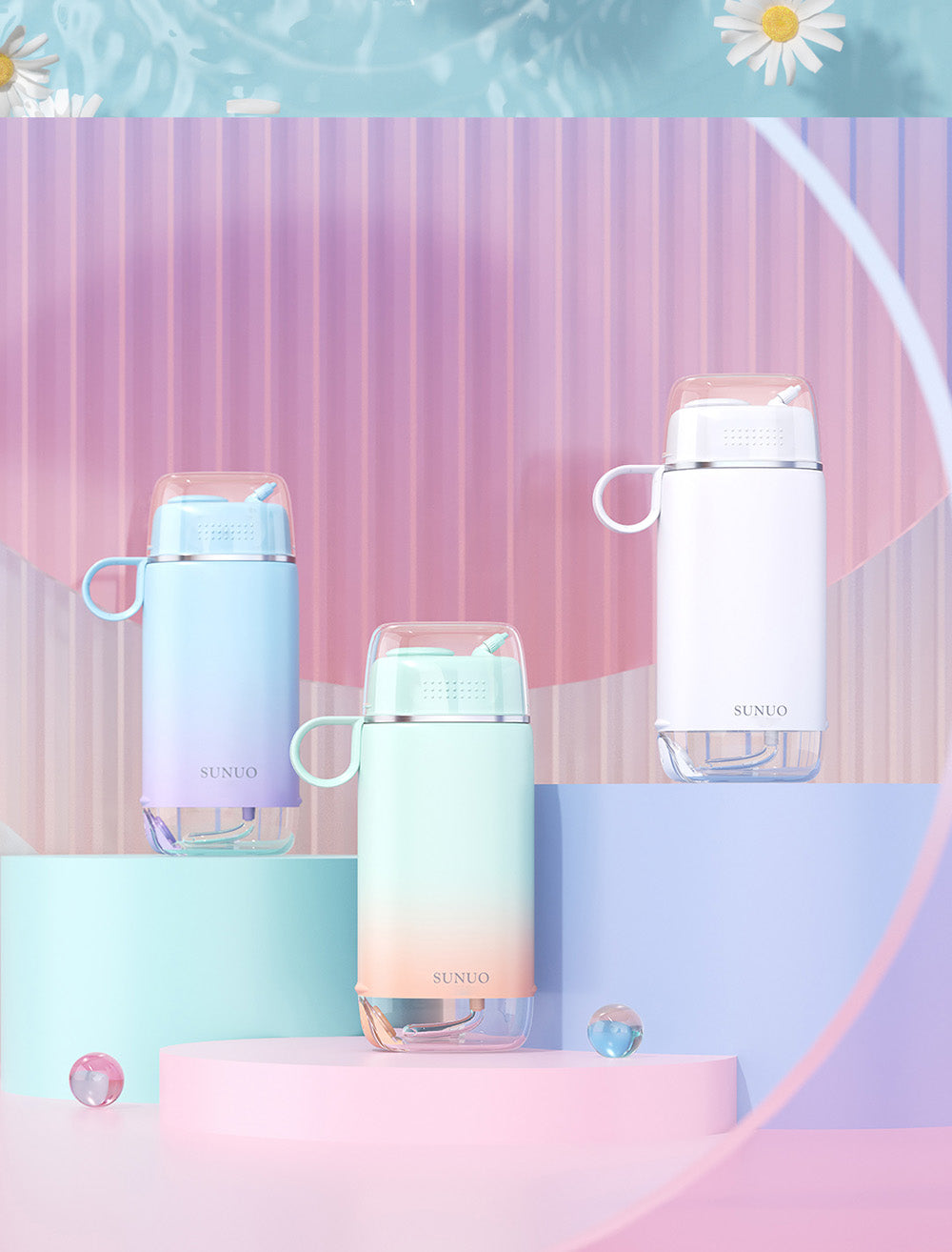 SUNUO C3 PRO Inteligentný vizuálny ústny irigator/čistič zubov s UV sterilizáciou, 5MP HD kamera, WiFi pripojenie, IPX7 vodotesnosť - biela