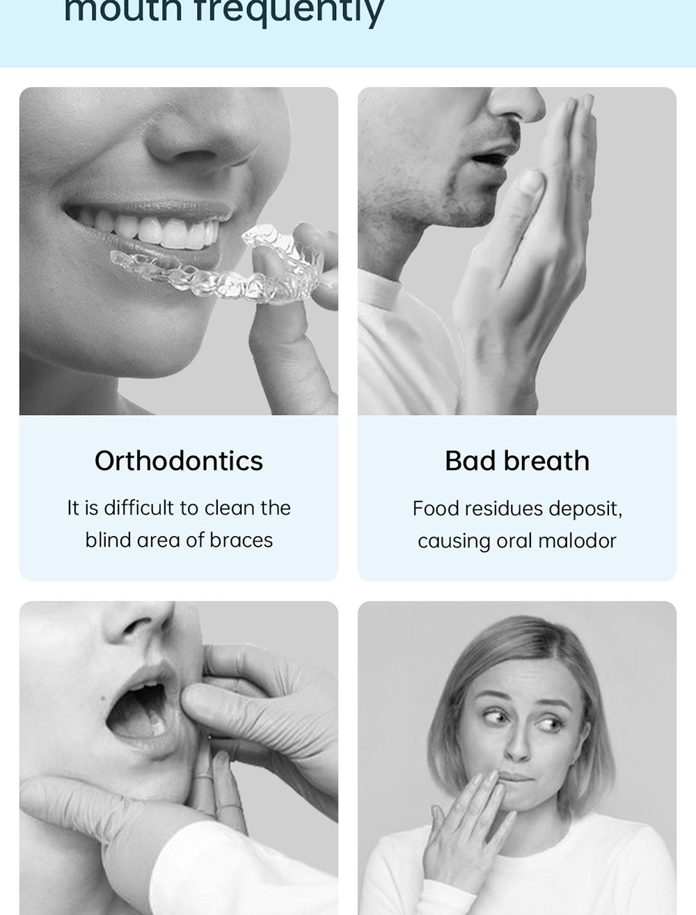 SUNUO C3 PRO Inteligentný vizuálny ústny irigátor/čistič zubov s UV sterilizáciou, 5MP HD kamera, WiFi pripojenie, IPX7 vodotesnosť – biela