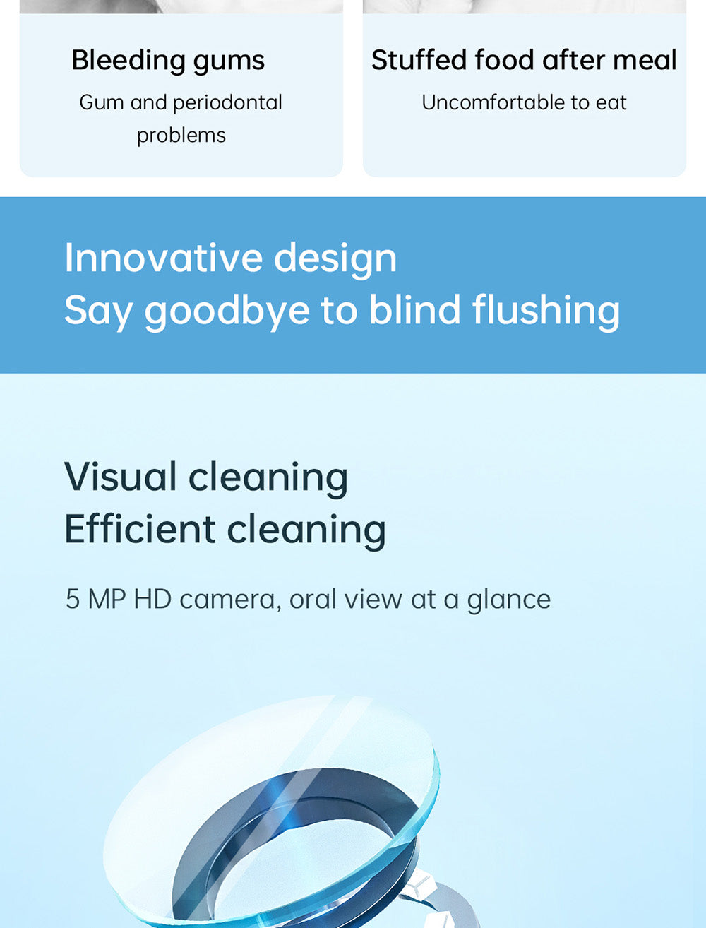SUNUO C3 PRO Inteligentný vizuálny ústny irigátor/čistič zubov s UV sterilizáciou, 5MP HD kamera, WiFi pripojenie, IPX7 vodotesnosť – biela
