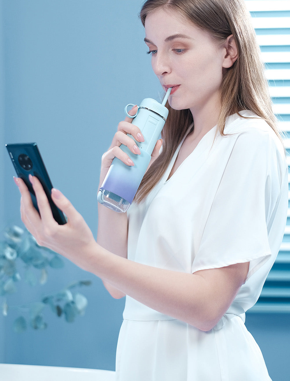 SUNUO C3 PRO Inteligentný vizuálny ústny irigátor/čistič zubov s UV sterilizáciou, 5MP HD kamera, WiFi pripojenie, IPX7 vodotesnosť – biela